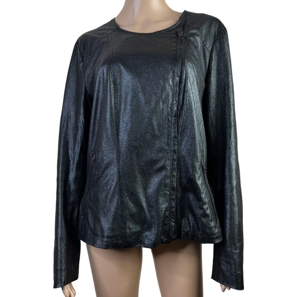 Gap Women’s motorcycle Jacket Black Leather Size XL - Picture 8 of 10